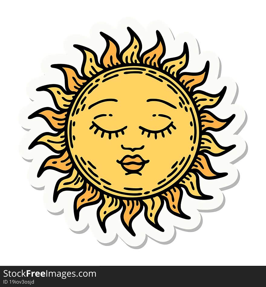 Tattoo Style Sticker Of A Sun