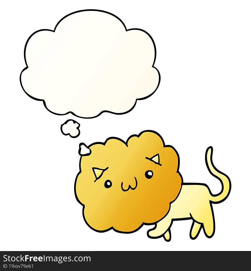 cartoon lion and thought bubble in smooth gradient style