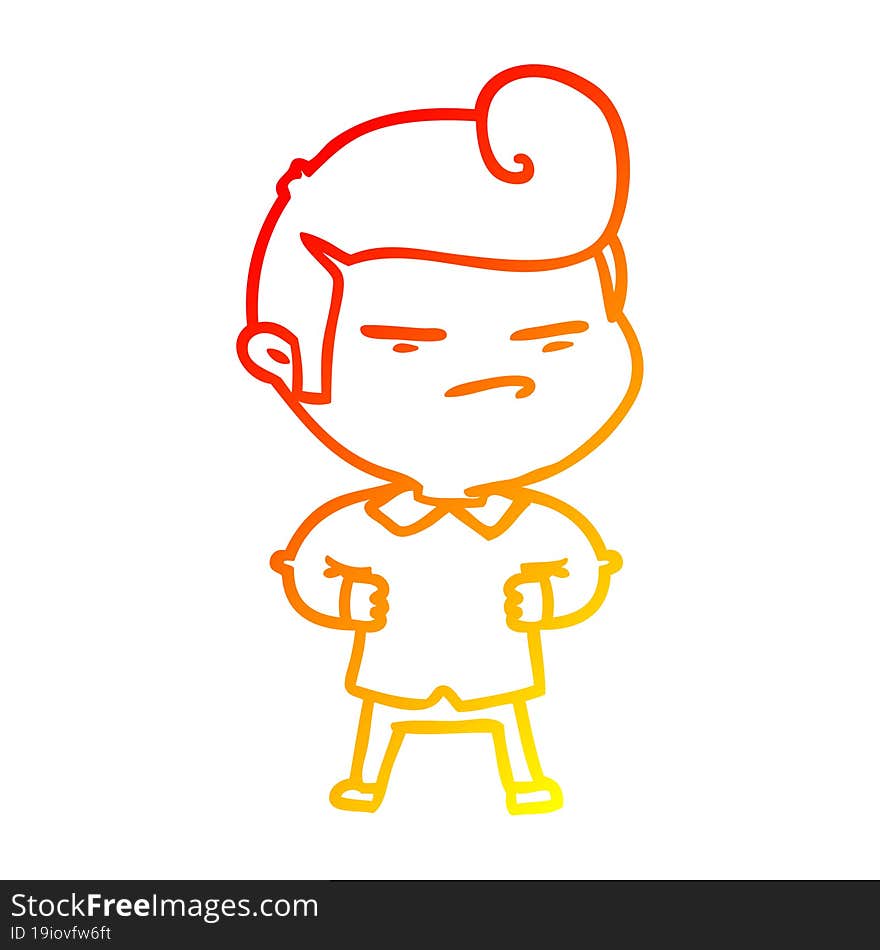 warm gradient line drawing cartoon cool guy with fashion hair cut