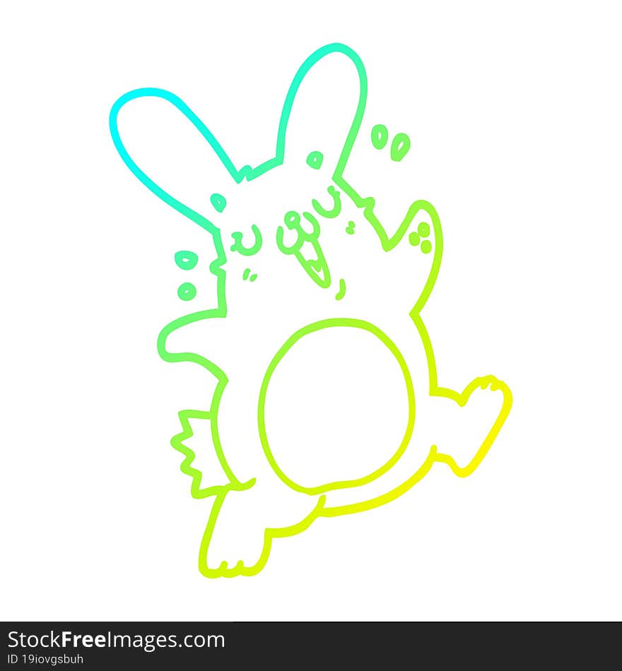 Cold Gradient Line Drawing Cartoon Rabbit