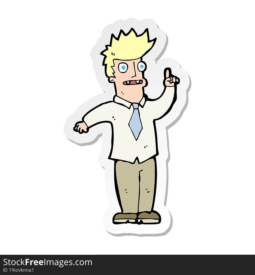 sticker of a cartoon man with idea