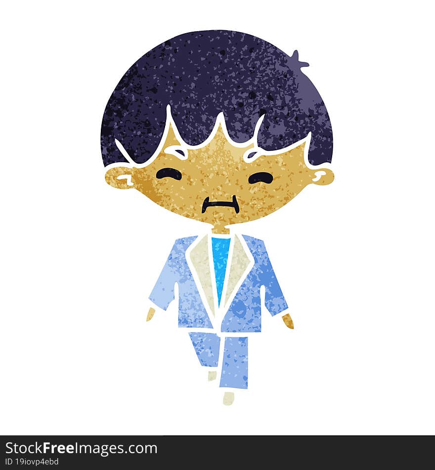 retro cartoon kawaii cute boy in suit