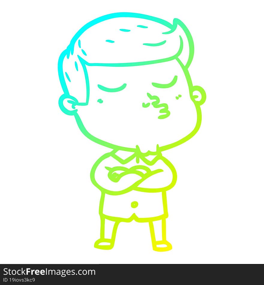 cold gradient line drawing cartoon model guy pouting