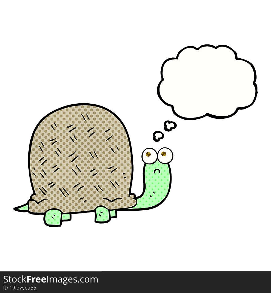 freehand drawn thought bubble cartoon sad turtle