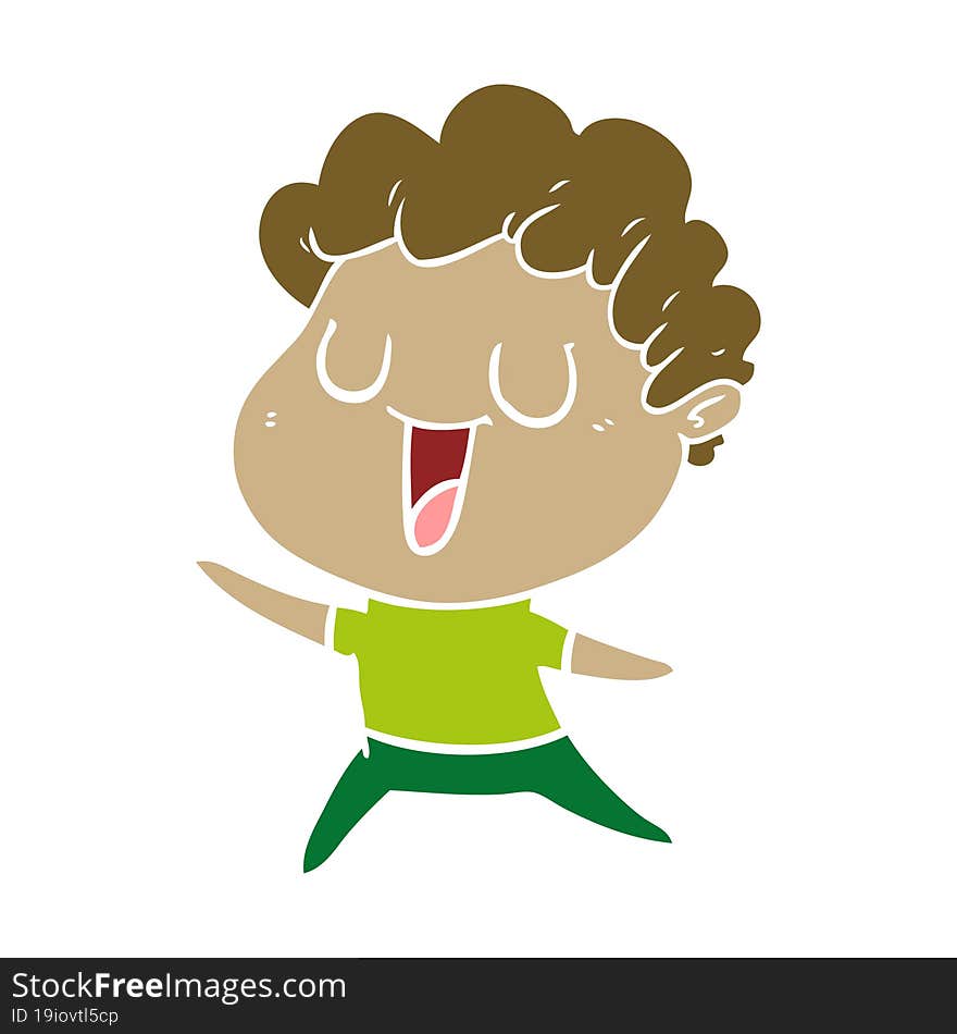 laughing flat color style cartoon man