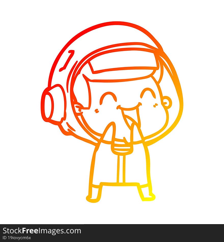 warm gradient line drawing of a happy cartoon astronaut