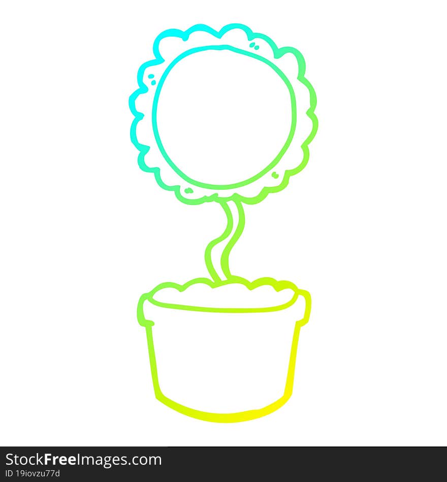 Cold Gradient Line Drawing Cute Cartoon Flower