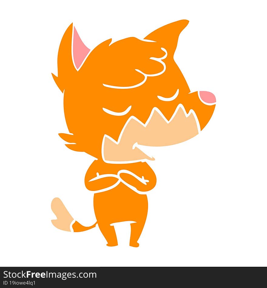 friendly flat color style cartoon fox