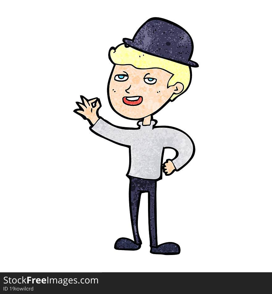 Cartoon Man In Bolwer Hat