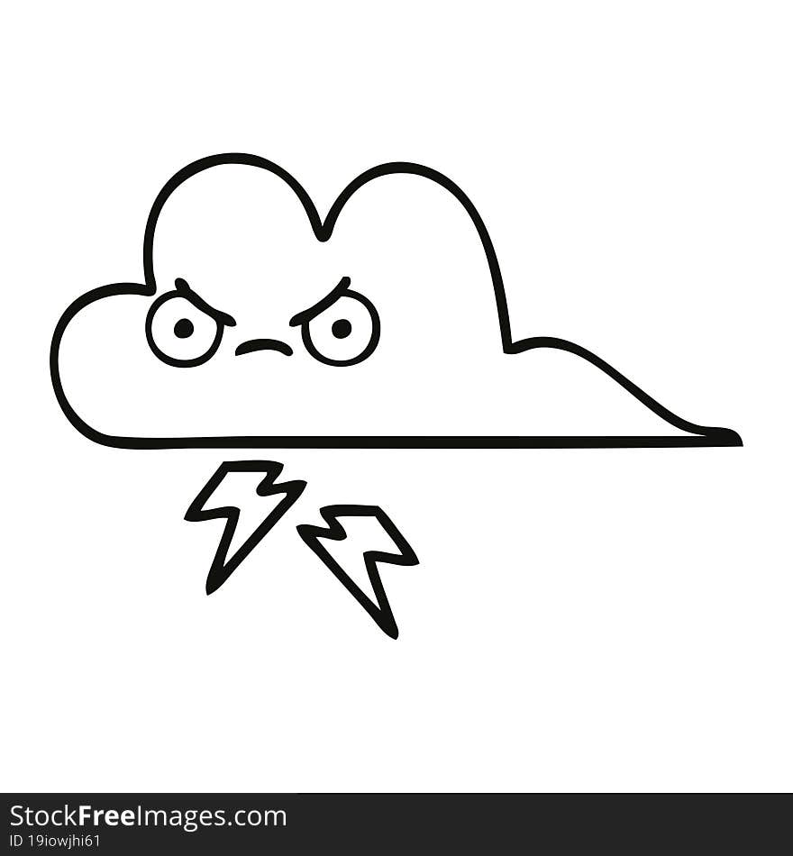 Line Drawing Cartoon Thunder Cloud