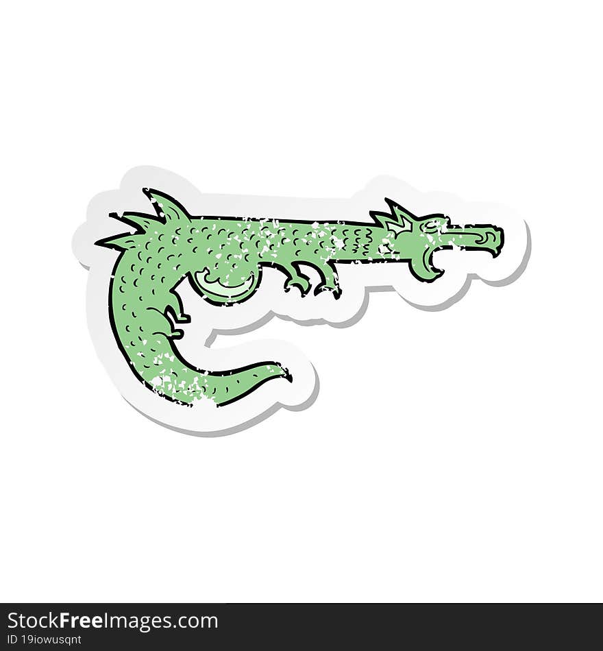 Retro Distressed Sticker Of A Cartoon Medieval Dragon