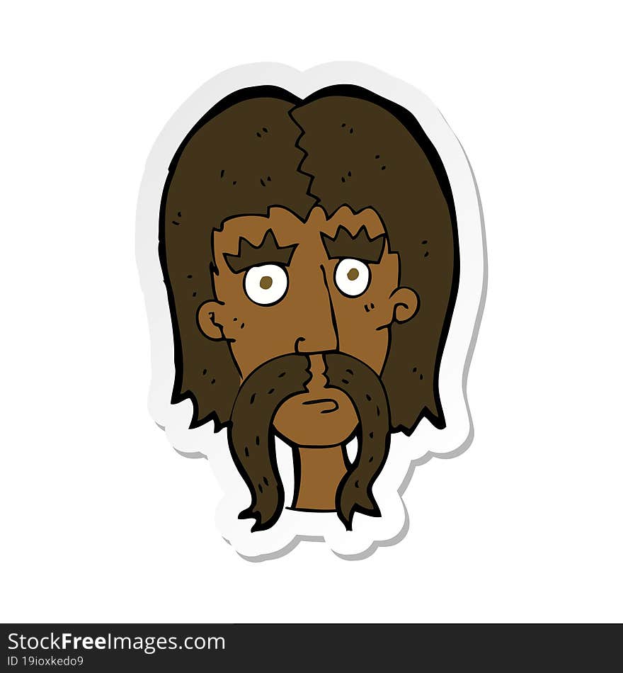 sticker of a cartoon man with long mustache