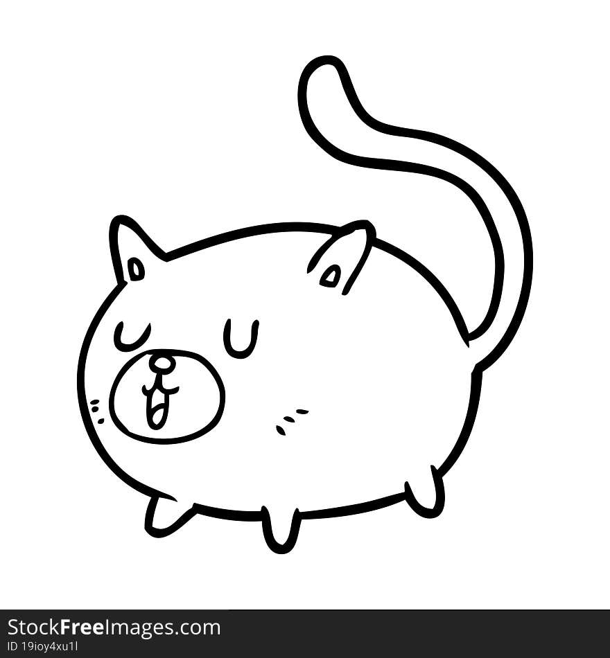 line drawing of a happy cat. line drawing of a happy cat