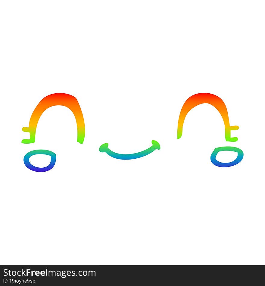 Rainbow Gradient Line Drawing Cute Cartoon Face