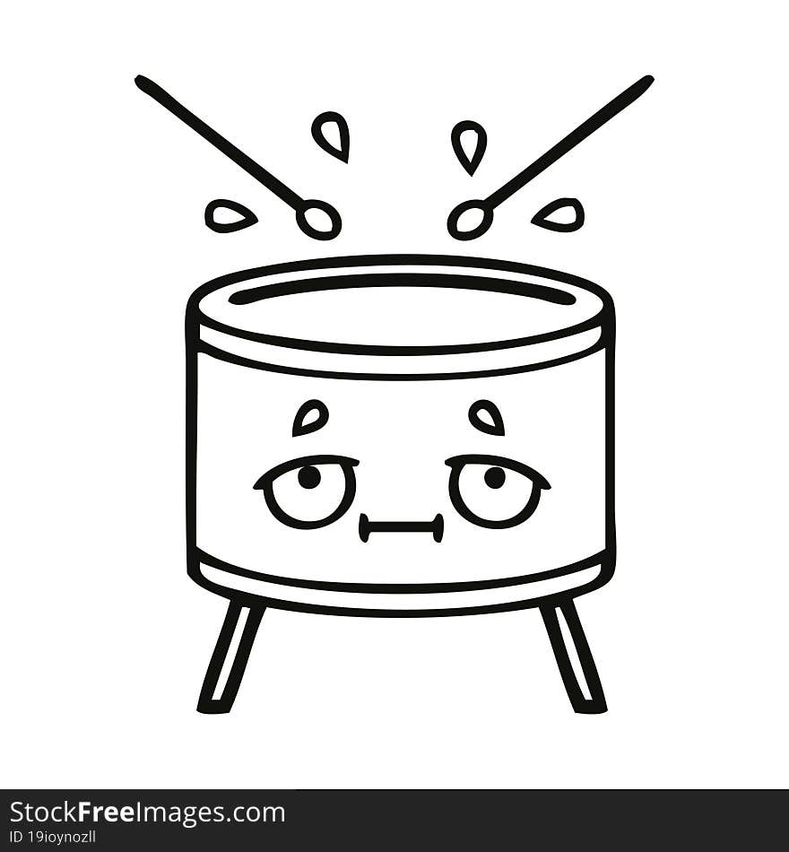 line drawing cartoon drum