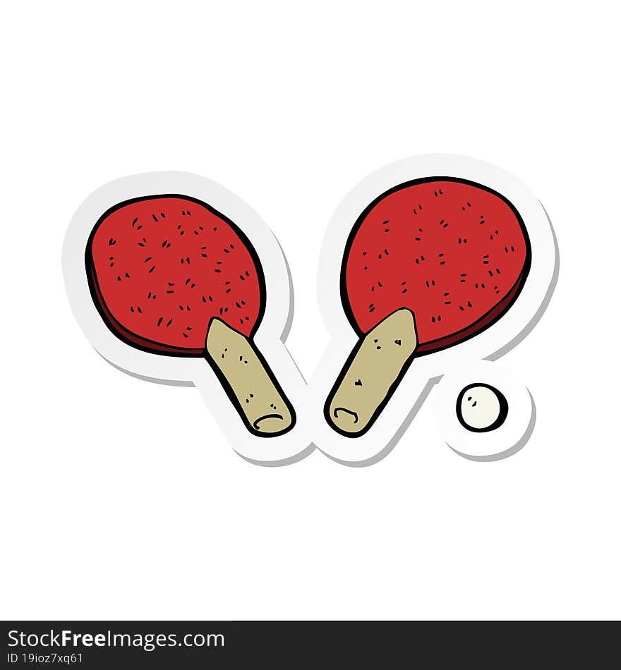 sticker of a cartoon table tennis bats