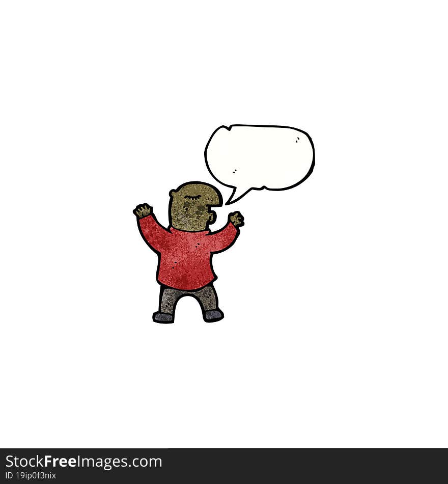 cartoon bald man with speech bubble