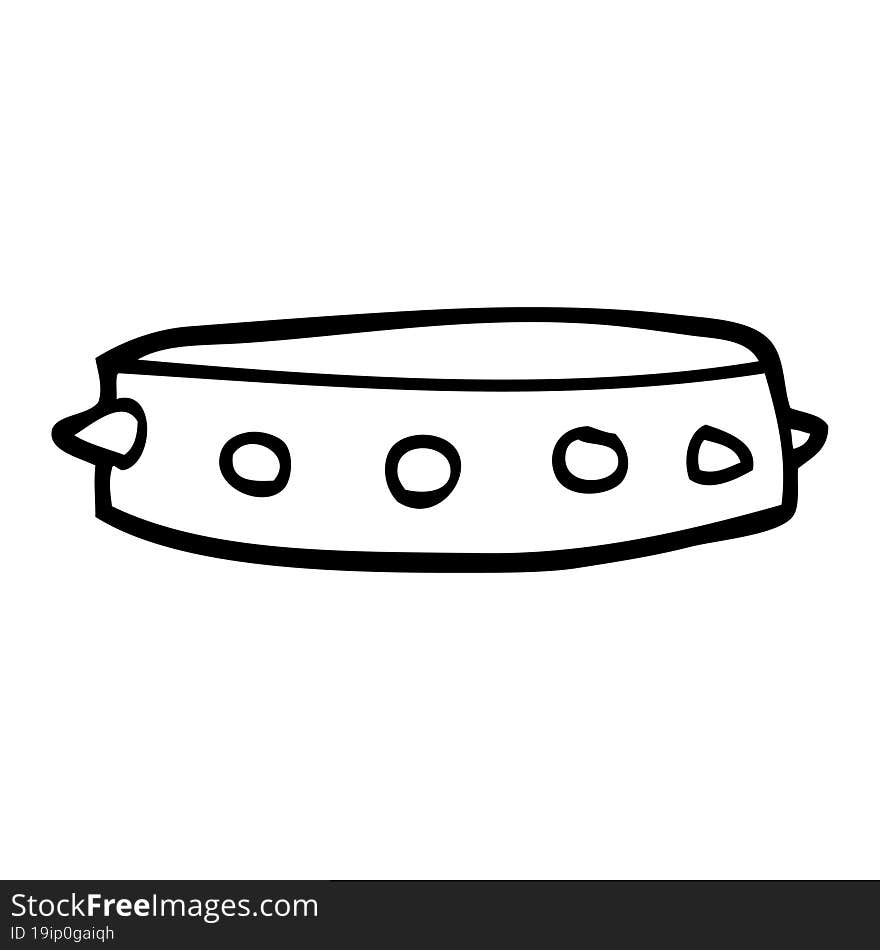 Line Drawing Cartoon Spiked Dog Collar