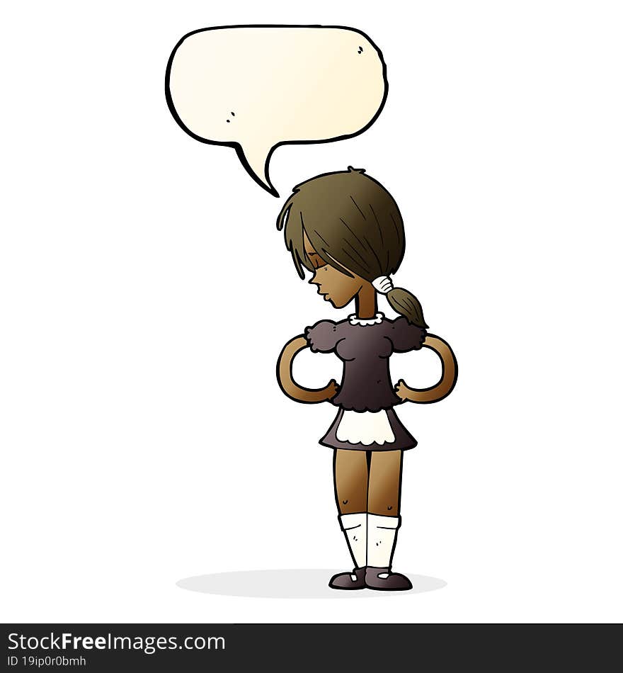 cartoon waitress with speech bubble