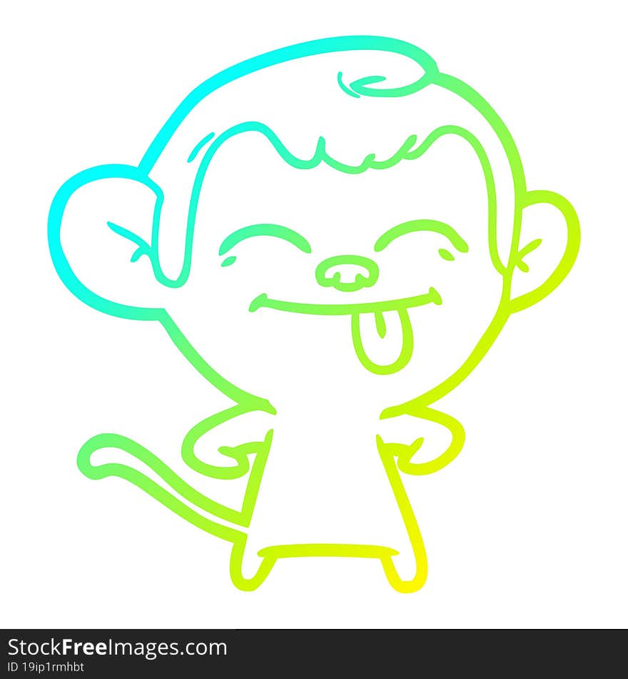 cold gradient line drawing funny cartoon monkey