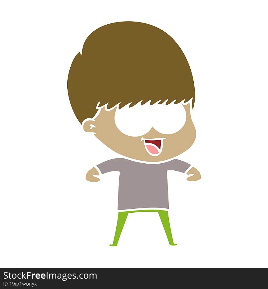 happy flat color style cartoon boy