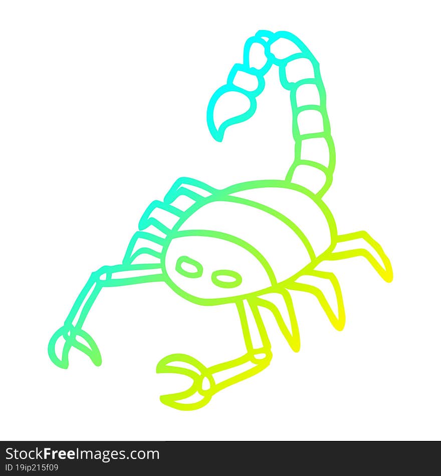 cold gradient line drawing cartoon scorpion