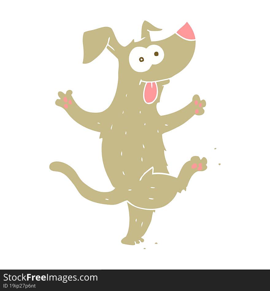 flat color illustration of a cartoon dancing dog