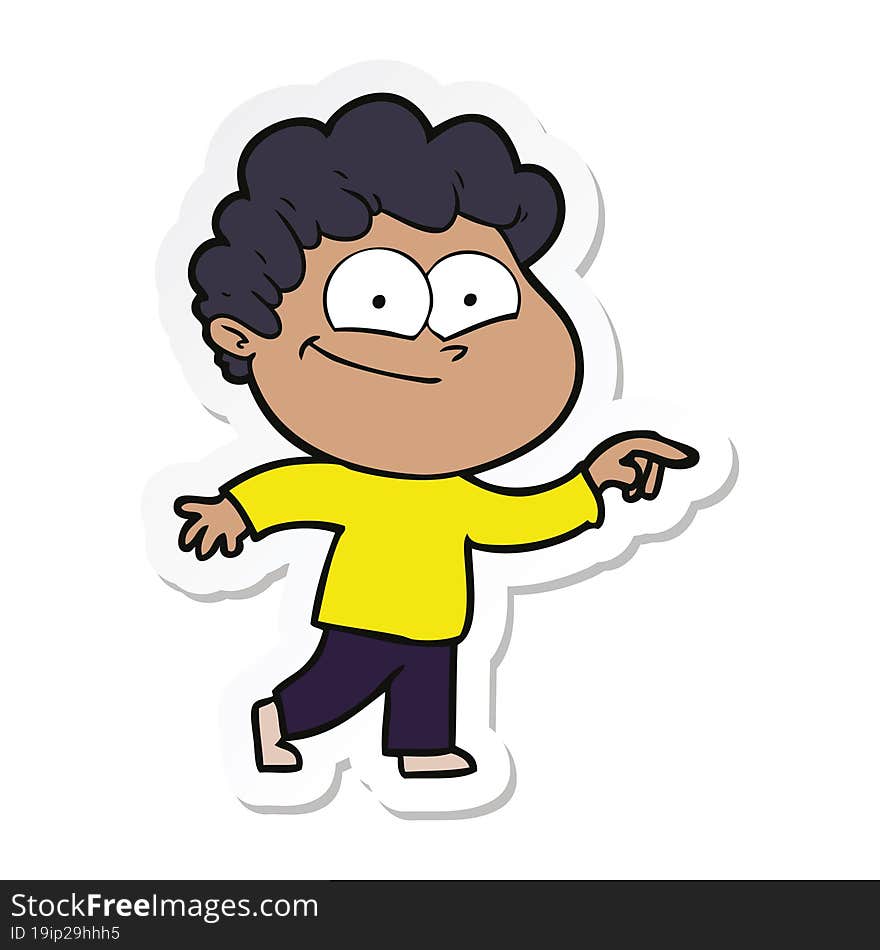 sticker of a cartoon happy man