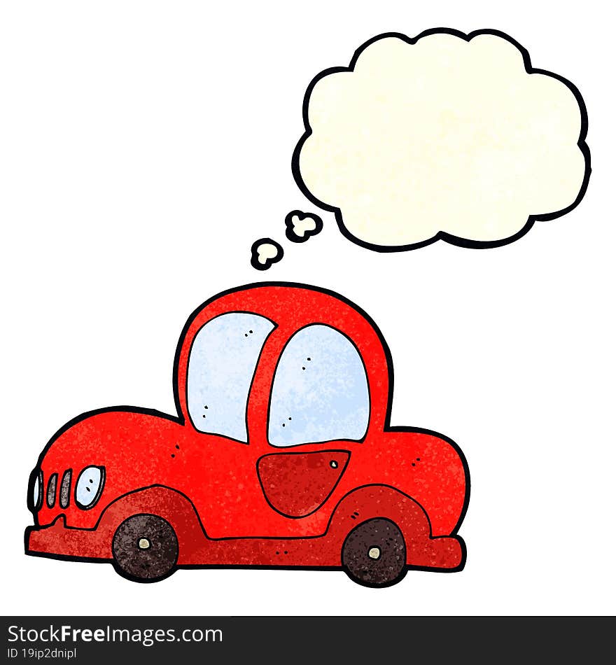 cartoon car with thought bubble