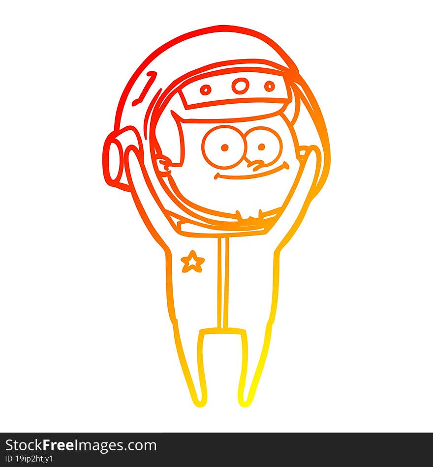 warm gradient line drawing of a happy astronaut cartoon