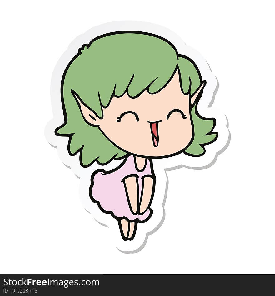 sticker of a cartoon elf girl