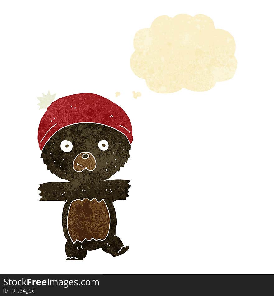 cartoon cute black bear with thought bubble