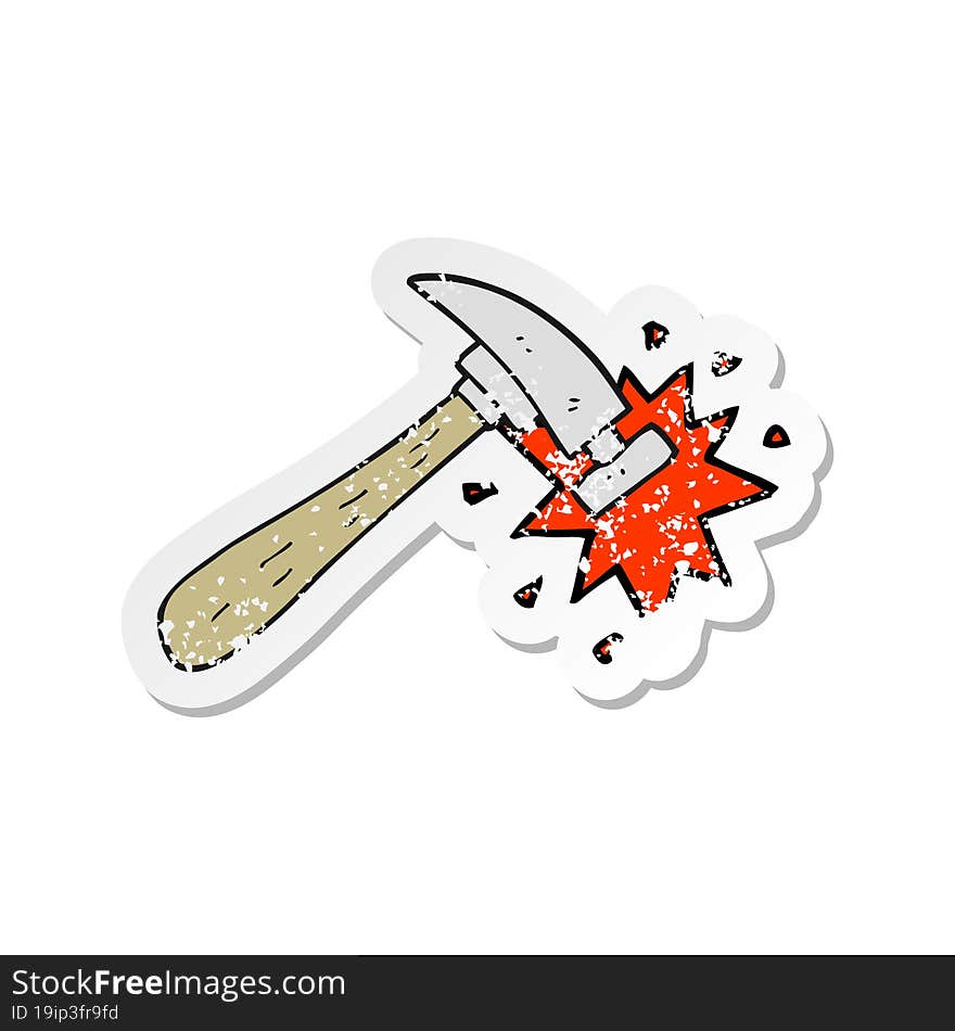 retro distressed sticker of a cartoon hammer