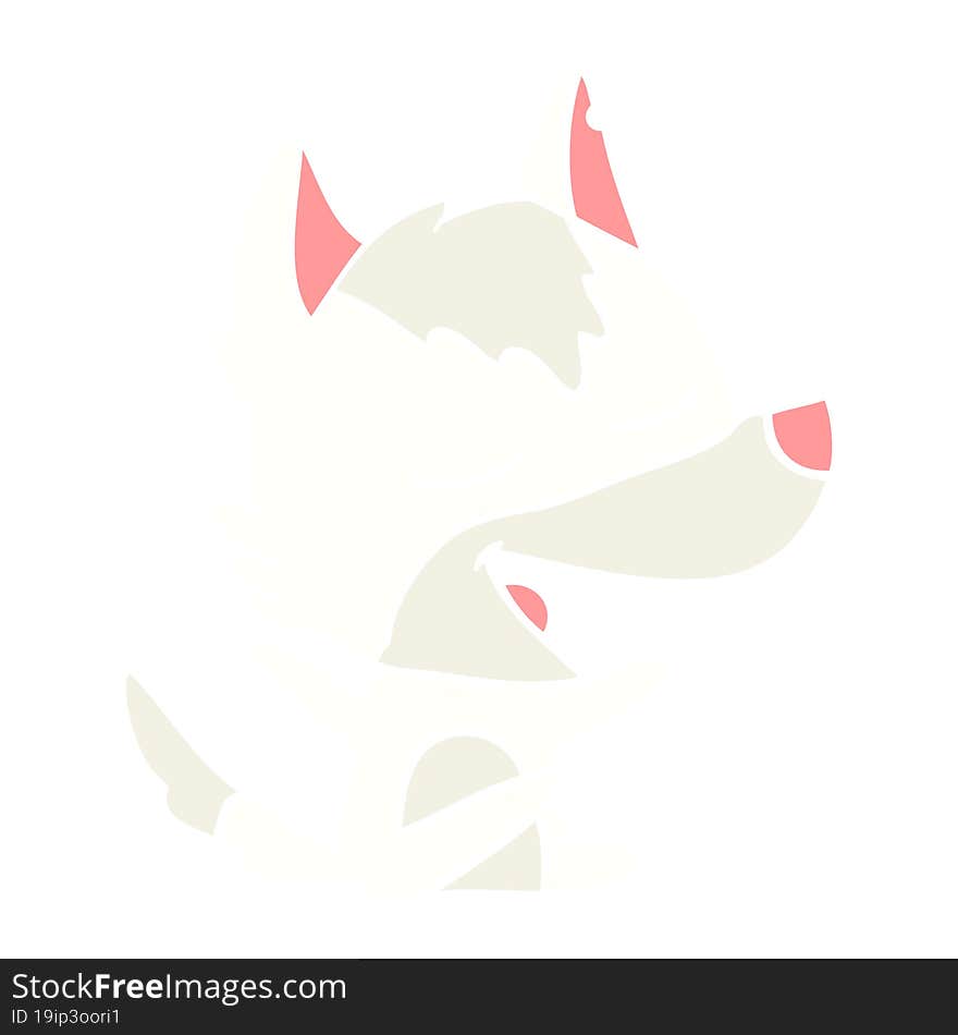 flat color style cartoon wolf laughing