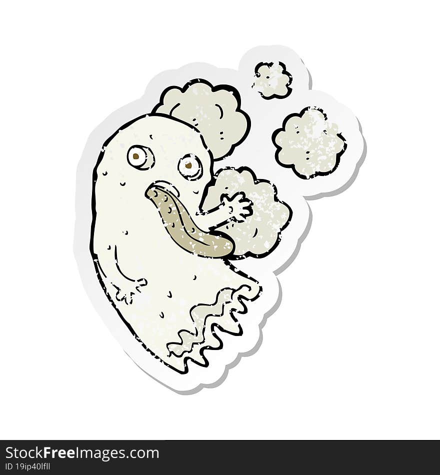 retro distressed sticker of a cartoon ghost