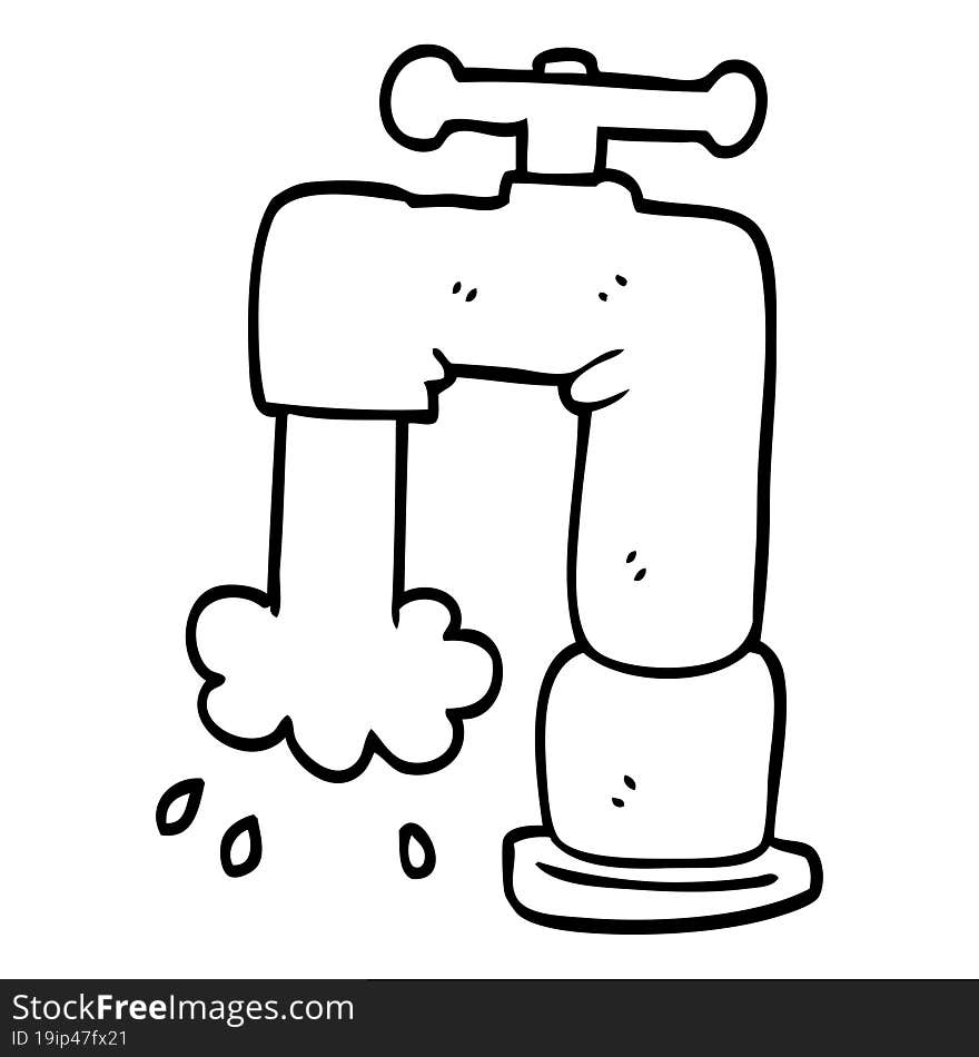 line drawing cartoon pouring faucet