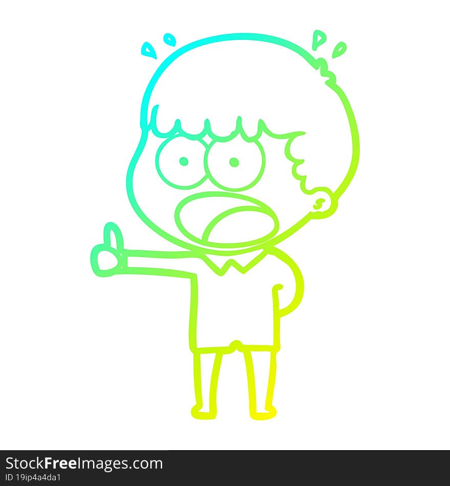 cold gradient line drawing cartoon shocked man