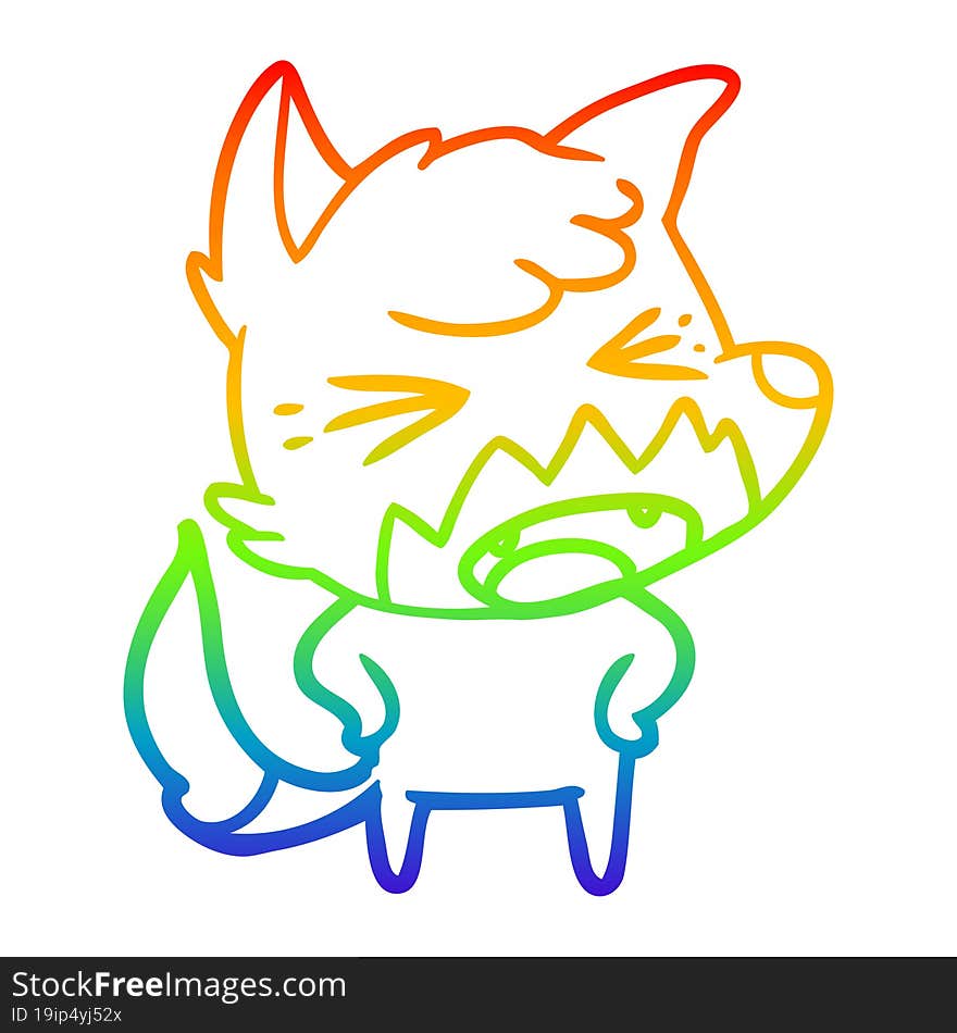 rainbow gradient line drawing angry cartoon fox