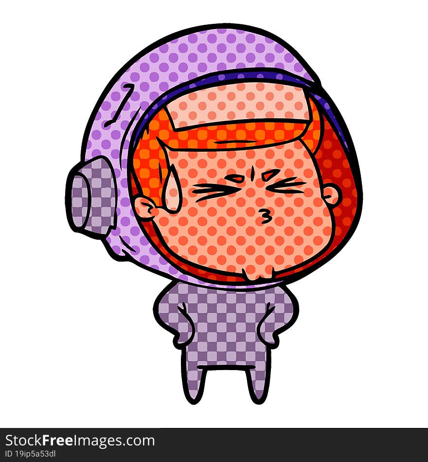 cartoon stressed astronaut. cartoon stressed astronaut