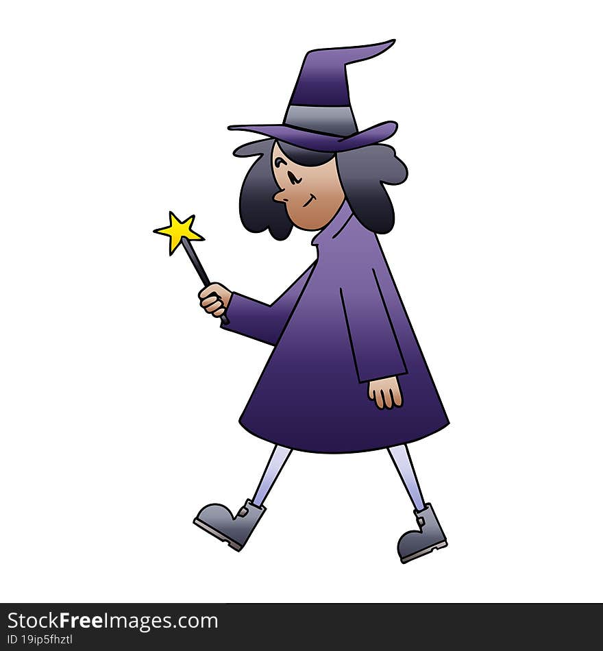 quirky gradient shaded cartoon witch