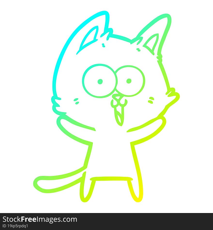 cold gradient line drawing funny cartoon cat