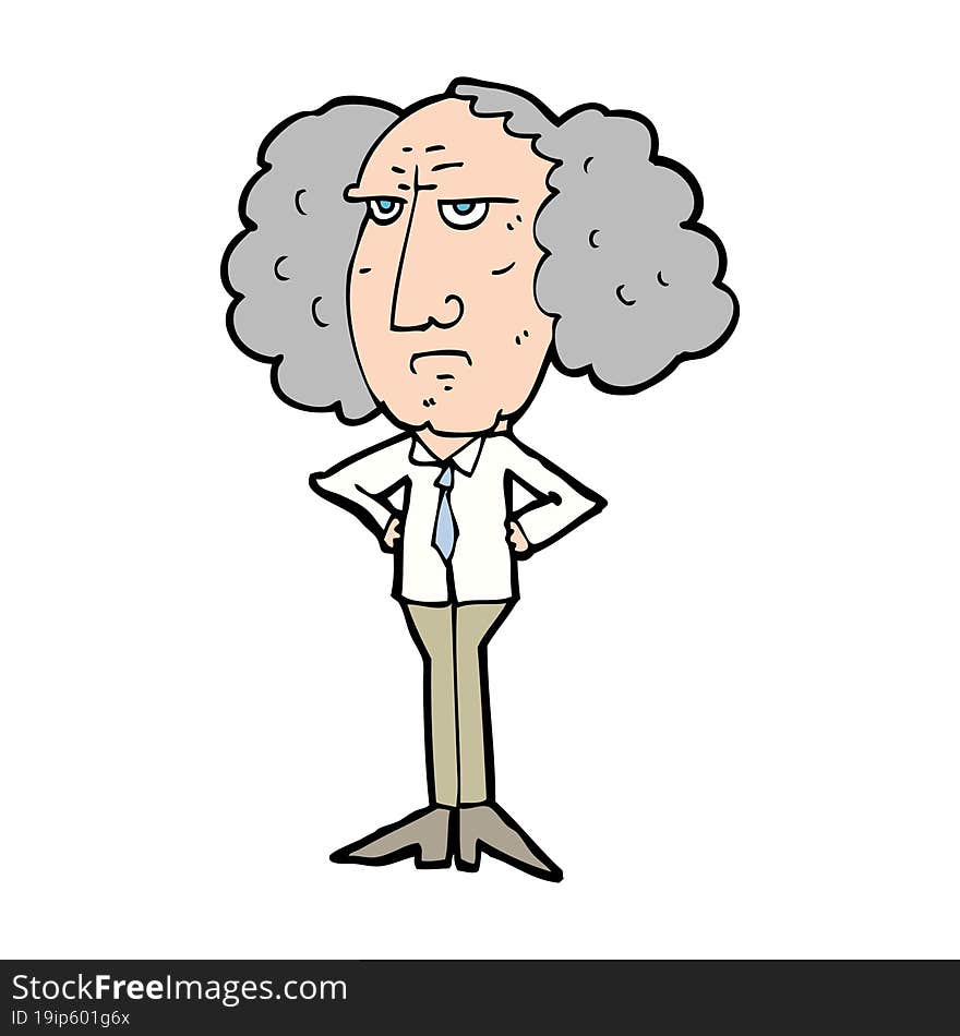 cartoon big hair lecturer man