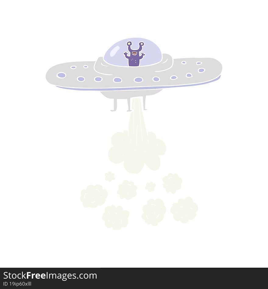 flat color illustration of a cartoon flying saucer