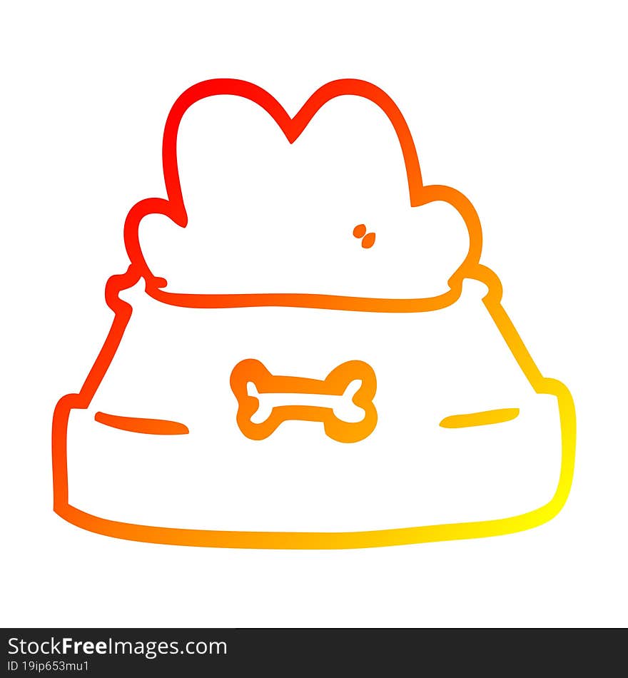 warm gradient line drawing of a cartoon pet bowl