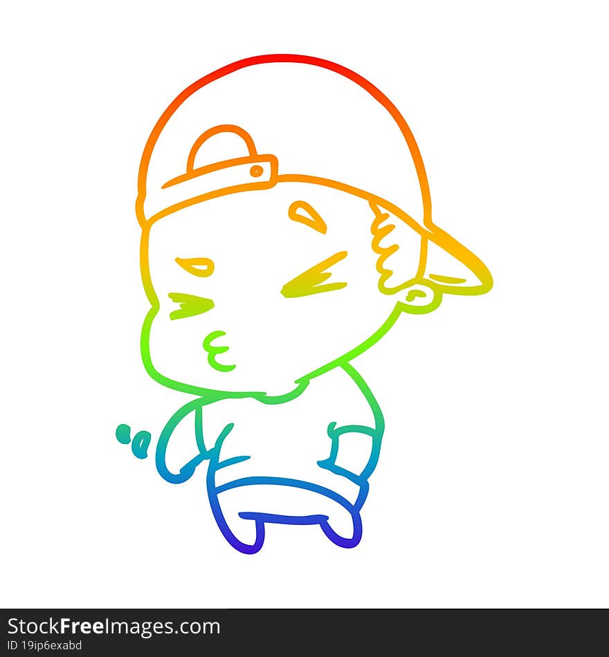 rainbow gradient line drawing of a cool kid