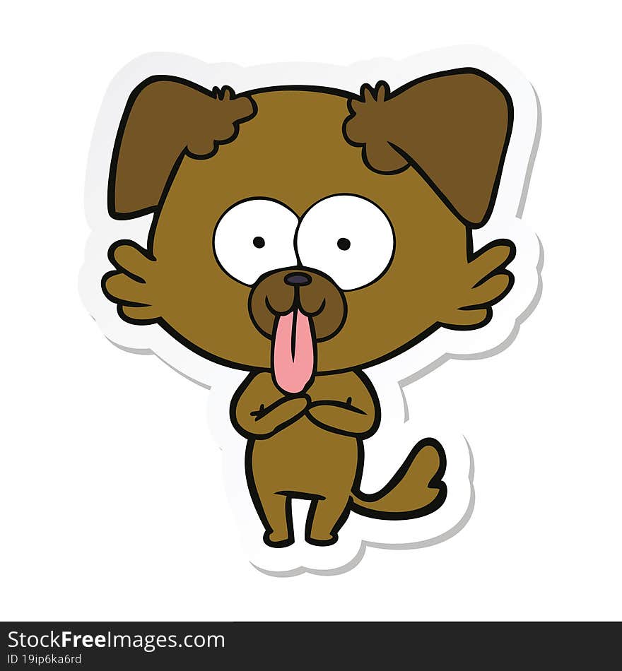 sticker of a cartoon dog with tongue sticking out