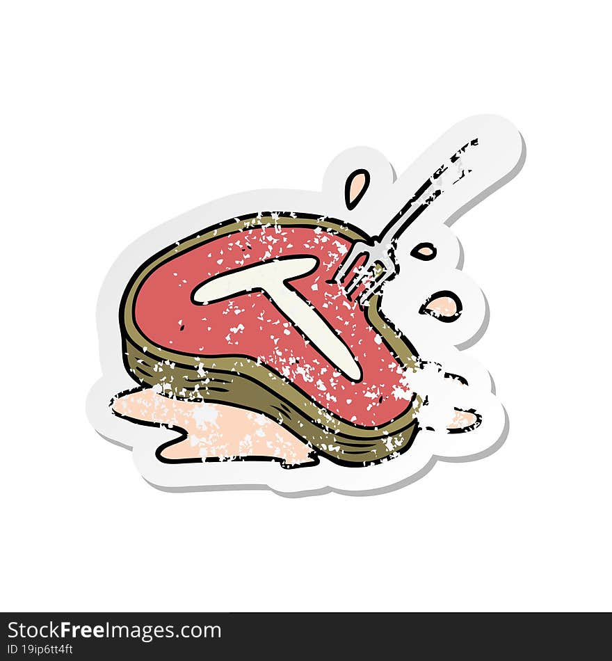 distressed sticker of a cartoon steak