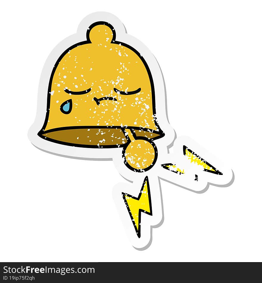 distressed sticker of a cute cartoon ringing bell