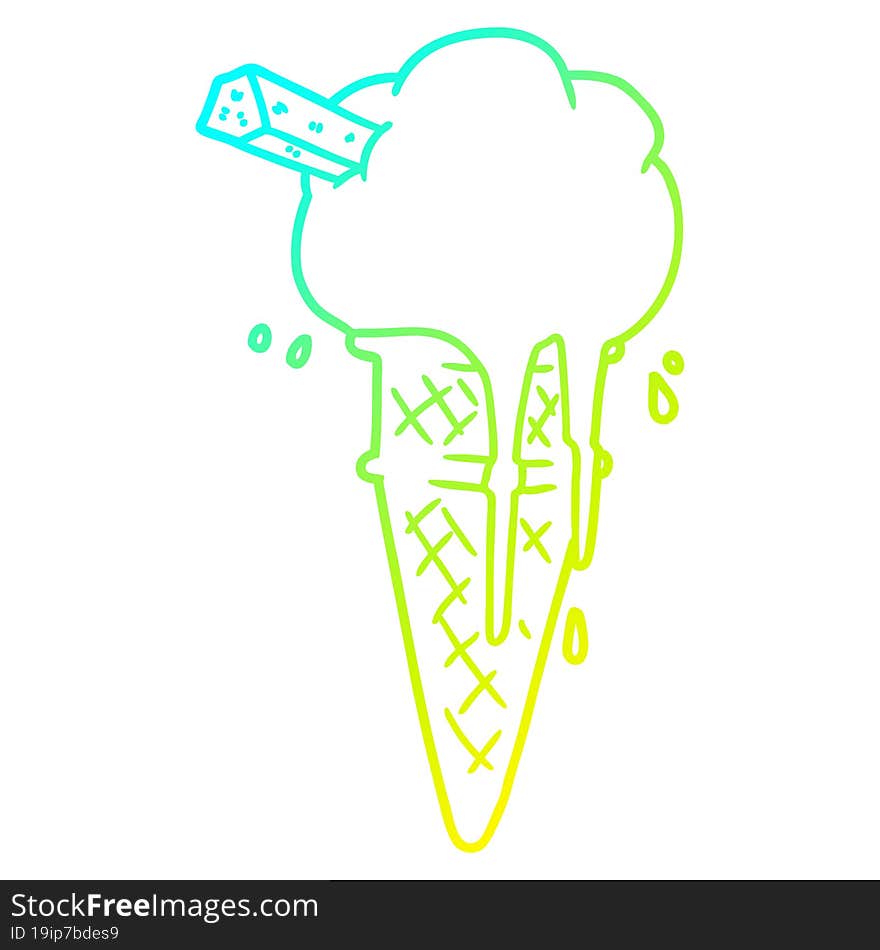 cold gradient line drawing cartoon ice cream melting