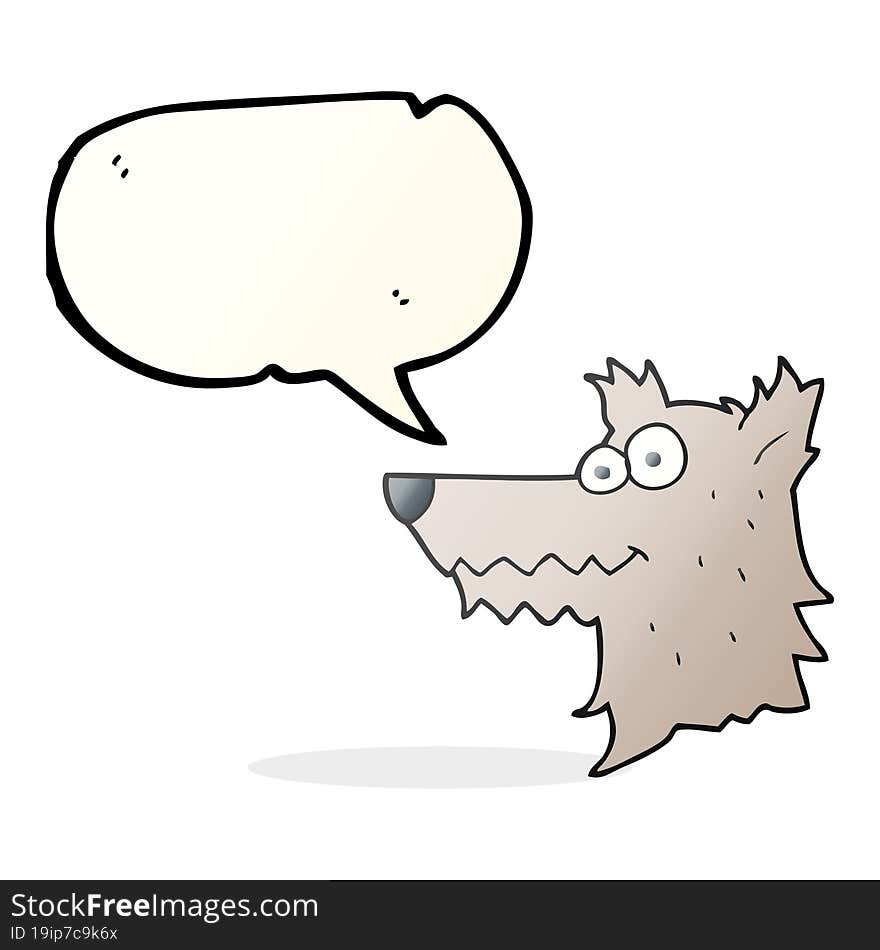 Speech Bubble Cartoon Wolf Head